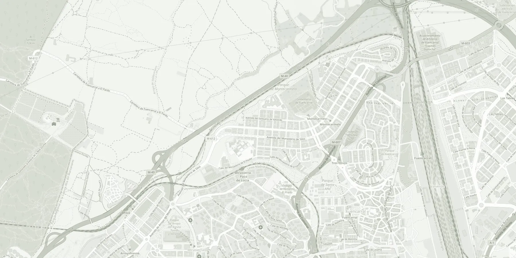 Mapa de la zona de Montecarmelo, en el norte de Madrid